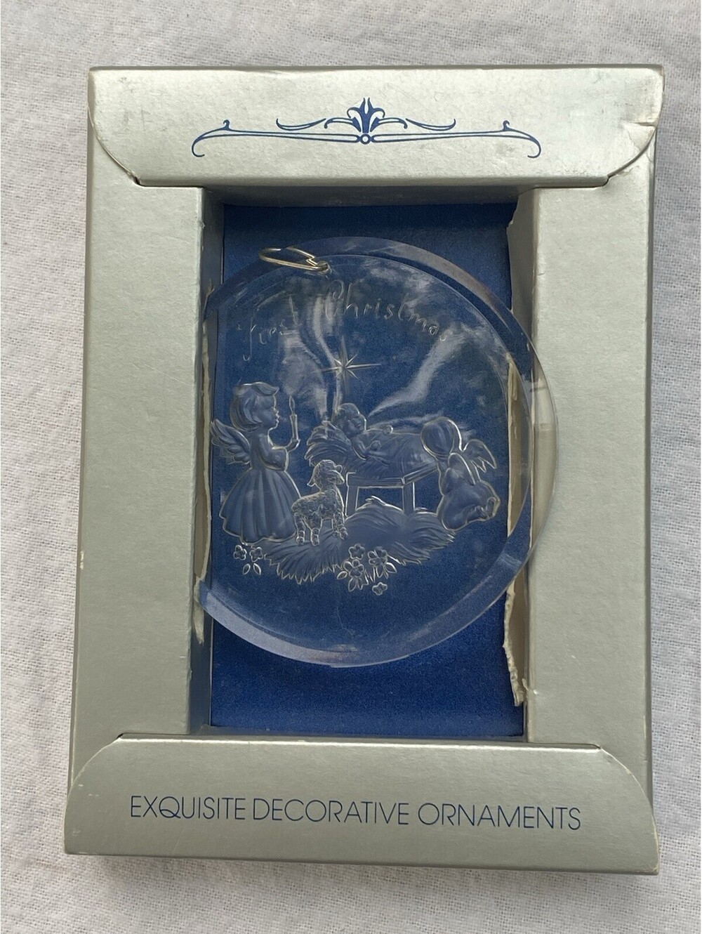 Baby's First Christmas Clear Acrylic Decorative Ornament 3” Stratton Indus. Box